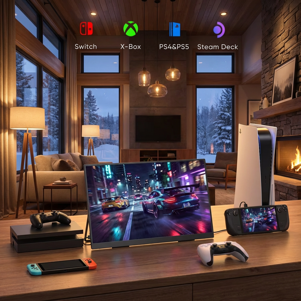 TUTT 23.8” 120Hz FHD Portable Monitor with Built-in Kickstand and VESA Mount S23 (12)