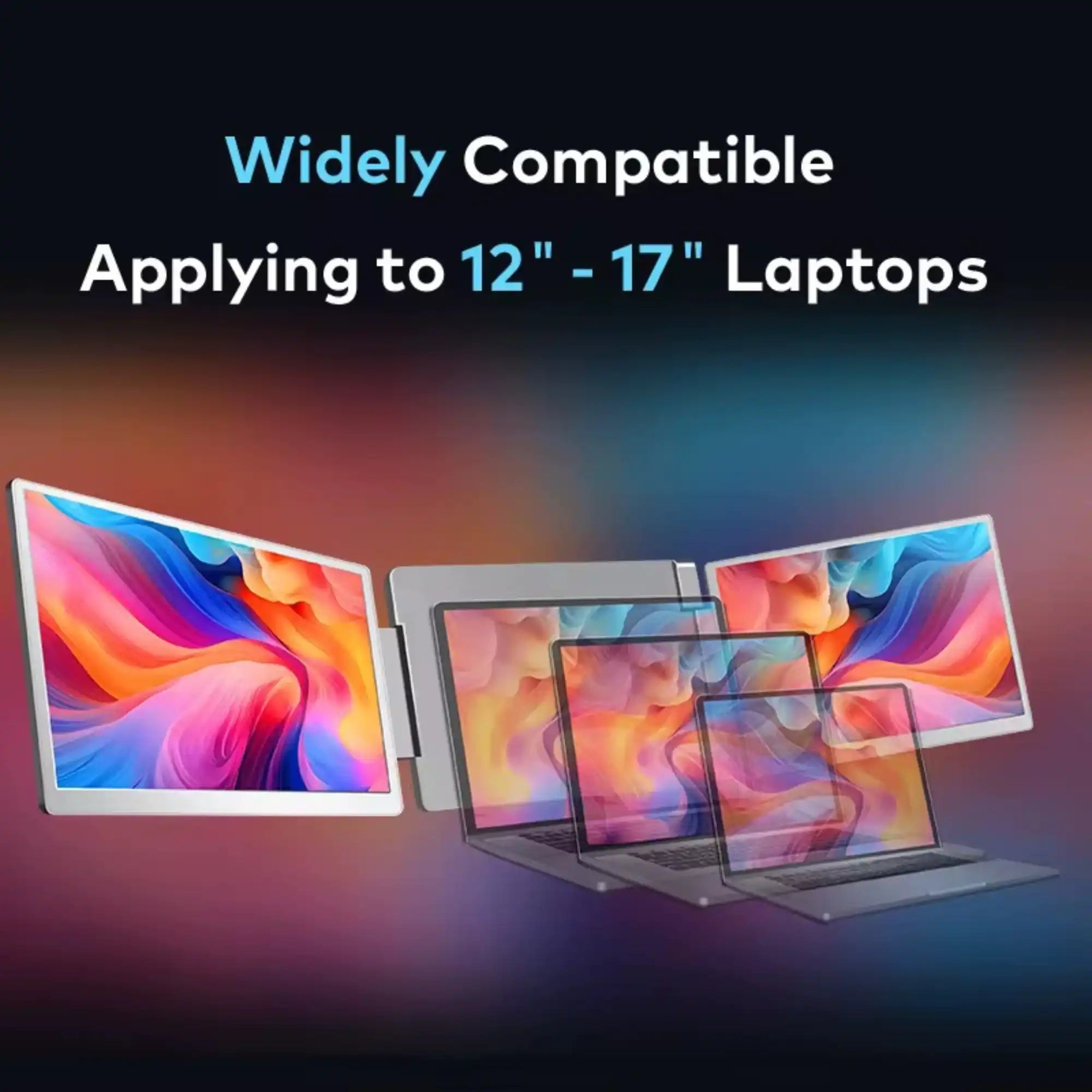 Portable monitor for laptop, widely compatible with 12 to 17 inch laptops, TUTT