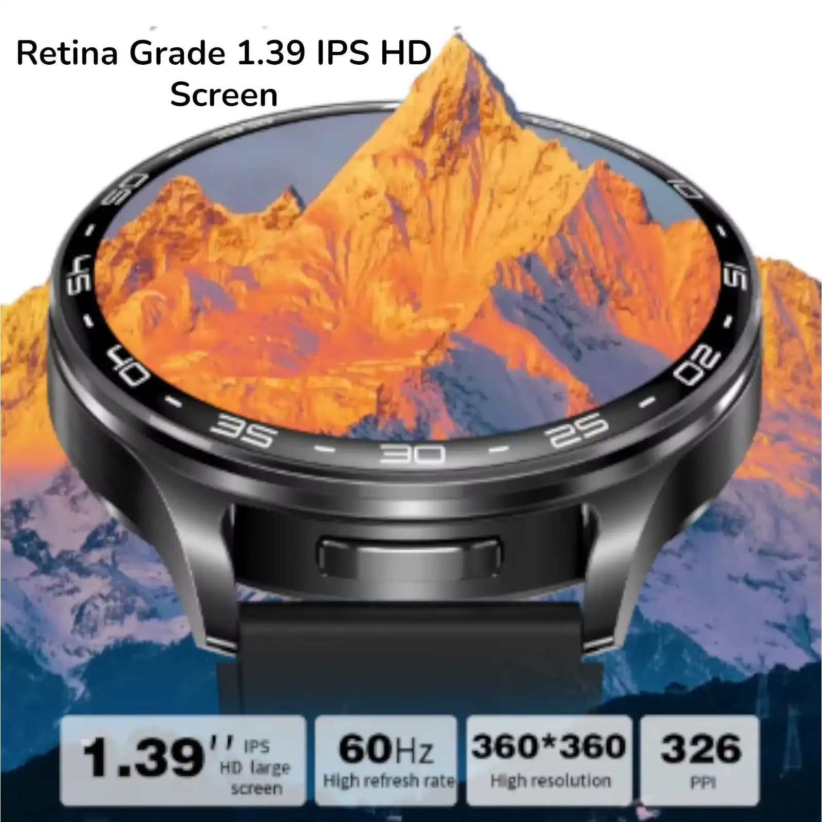 Smartwatch with 1.39 inch IPS HD screen, 60Hz refresh rate, 360x360 resolution, 326 PPI display TUTT
