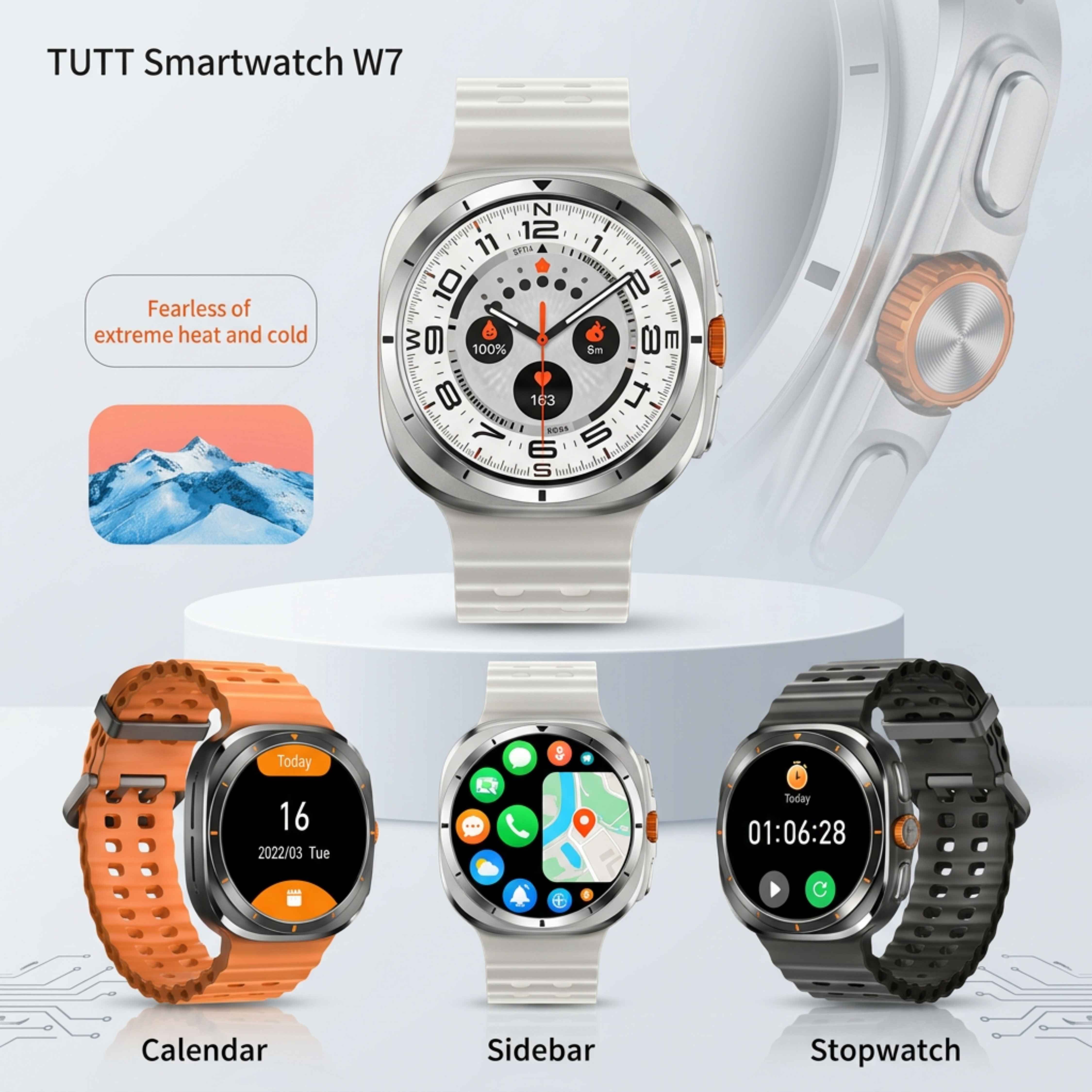 Montre connectée TUTT W7 pour hommes et femmes | Écran AMOLED 1,43" | Montre connectée avancée pour le fitness et la santé 