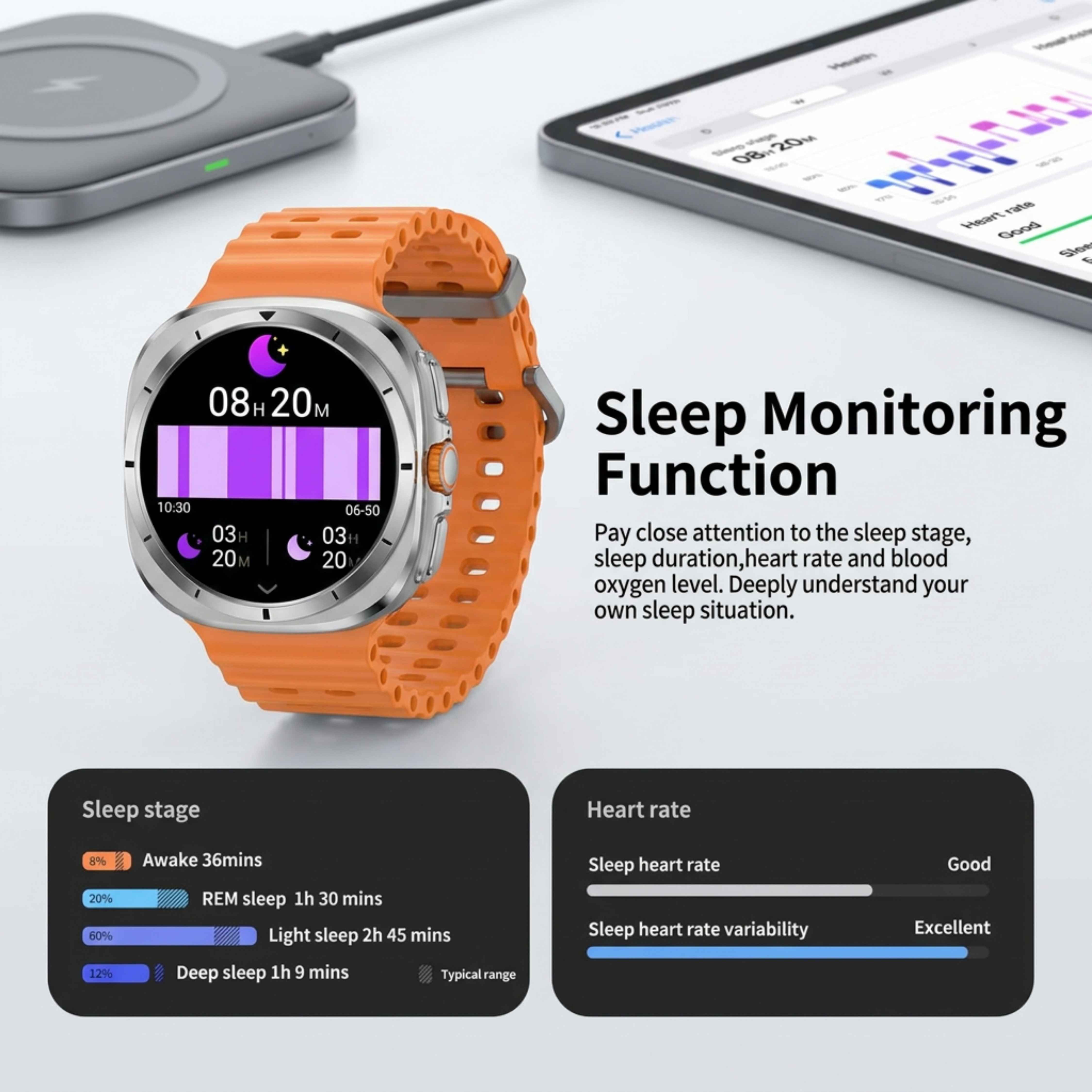 Montre connectée TUTT W7 pour hommes et femmes | Écran AMOLED 1,43" | Montre connectée avancée pour le fitness et la santé 