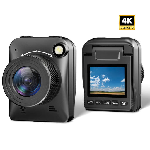 Front and back view of a compact 4K Ultra HD digital camera with LCD screen, TUTT