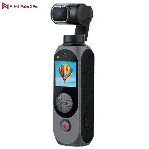FIMI Palm 2 Pro handheld 3-axis gimbal camera with display screen showing hot air balloon, TUTT