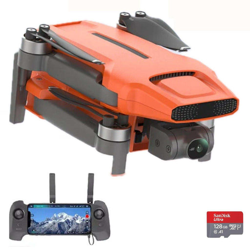 FIMI X8 Mini V2 orange foldable 4K GPS drone with controller and 128GB SanDisk card, TUTT
