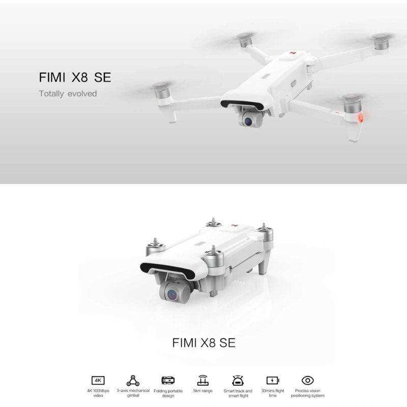 FIMI X8 SE drone with 4K camera, foldable design, and white body on a plain background TUTT