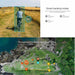 Fimi X8SE drone AI smart tracking mode follows cyclist on rural path, aerial map overlay, GPS 4K camera features. TUTT