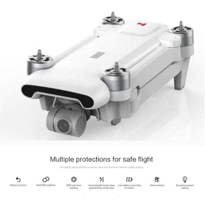 Folded FIMI X8SE 2022 V2 4K drone with camera, white quadcopter on white background, TUTT