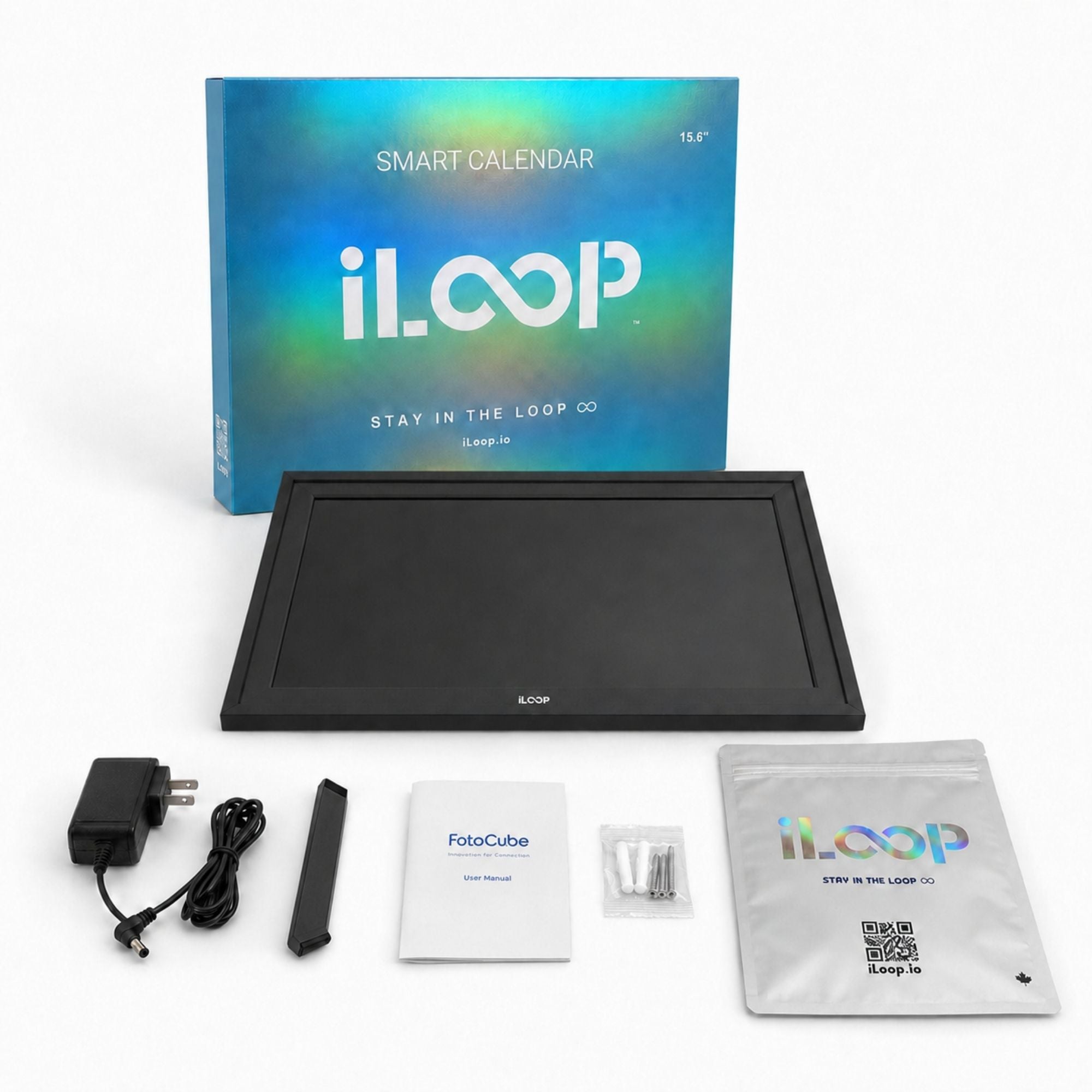 iLoop 15.6” Digital Calendar 32GB | Calendar, Wi-Fi Photo & Video Frame, Art Gallery | Premium Features No Subscription, Touchscreen