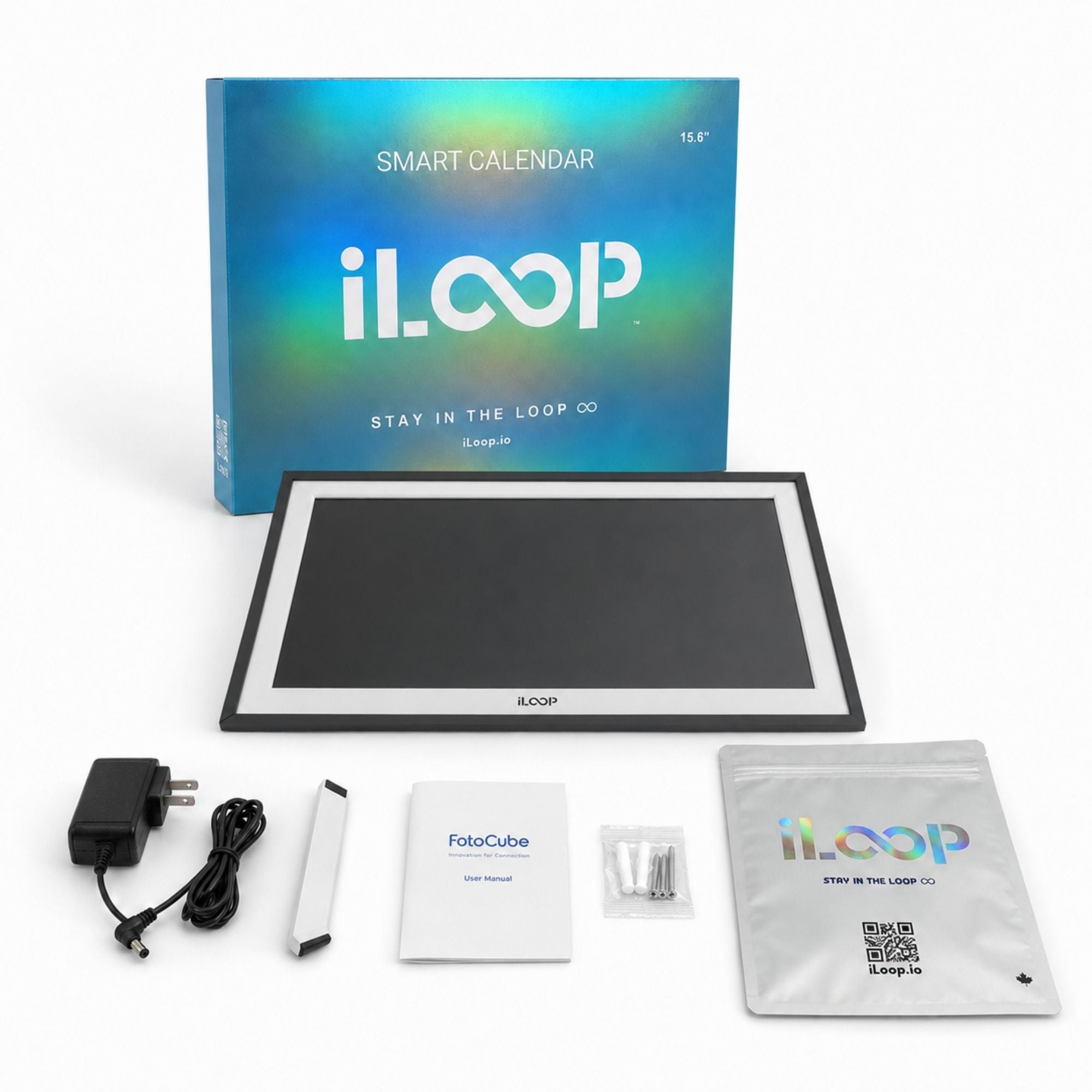 iLoop 15.6” Digital Calendar 32GB | Calendar, Wi-Fi Photo & Video Frame, Art Gallery | Premium Features No Subscription, Touchscreen
