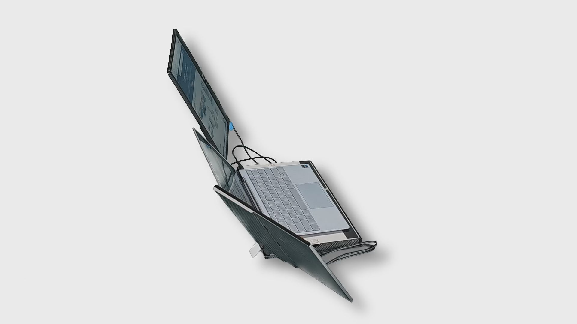 TUTT 14'' Portable Monitor Laptop Base 360° Rotation Stand, Multi-Position F3 for 12-17” Laptop Built-In Speaker All Devices Compatible with Converter Cable (H5 Included)

