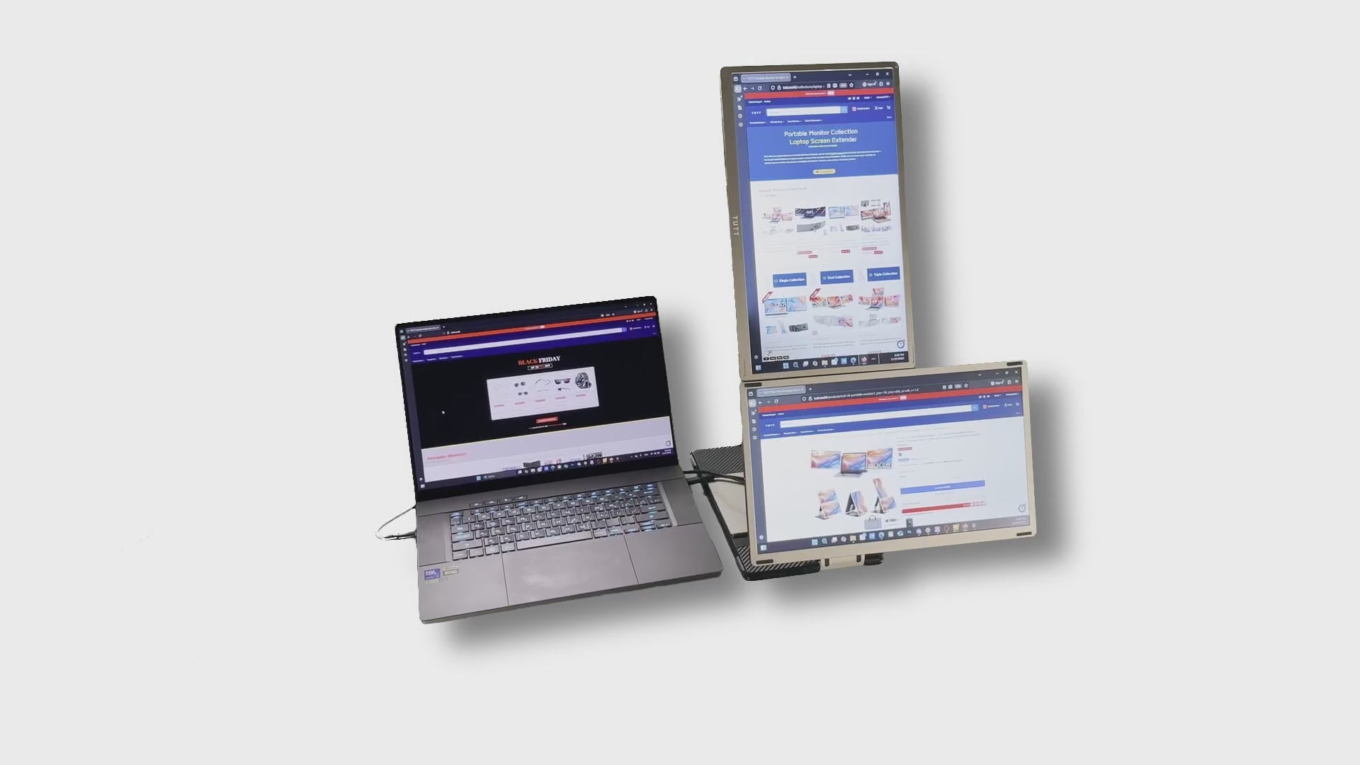 TUTT 15.6” FHD Portable Monitor – S6 Triple Screen Extender, USB-C/HDMI, 7 Viewing Modes | All Devices Compatible with Converter Cable (H5 Included)