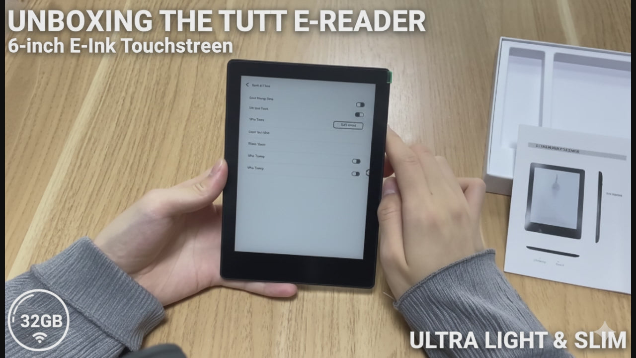 TUTT 6” eReader 32GB with Touchscreen | Ultra Light & Slim  E-Ink E6