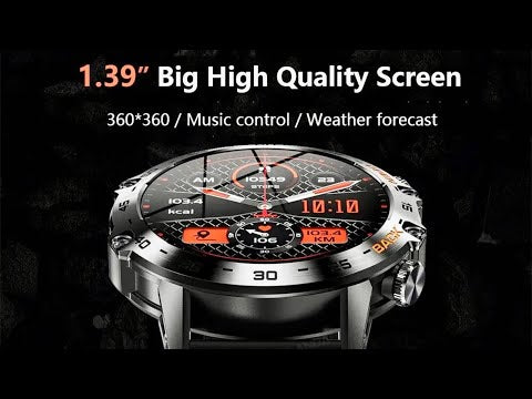 TUTT Smart Watch for Men Metal Case | Military Rugged Smartwatch BT Call Health & Fitness | 2 Straps (Rubber Metal) K52 LIGE