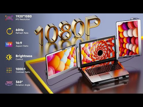 TUTT F2 Portable Laptop Monitor Screen Extender 14'' Inches  360° Rotation Stand, 1080P HD IPS Compatible Windows/Mac/Surface/Dex/Switch for 12-17” Laptop Built-In Speaker