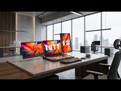 TUTT 14'' Portable Monitor | Laptop Base | 360° Rotation Stand, Multi-Position | F3 Built-In Speaker | All Devices Compatible (H5 Converter Cable Included)