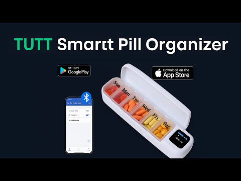 TUTT Smart Pill Organizer | Bluetooth 7-Day Medication Dispenser, Reminder Box | With Alarm for iOS & Android