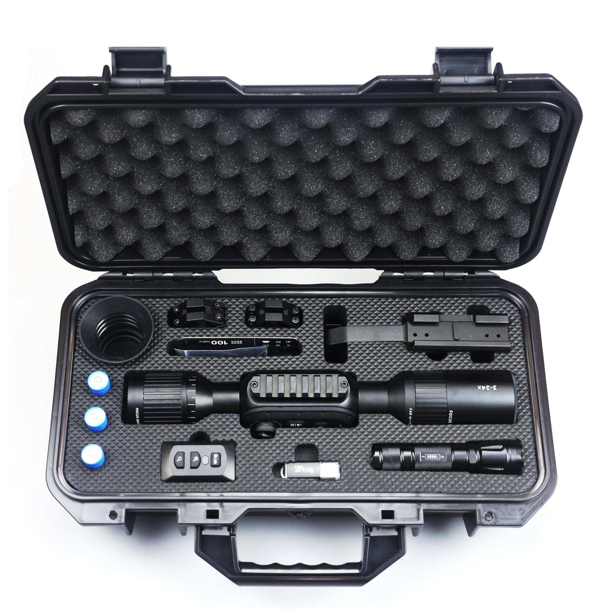 Tactical 3-24x Sony 4K sensor digital rifle scope kit with accessories in a hard case TUTT