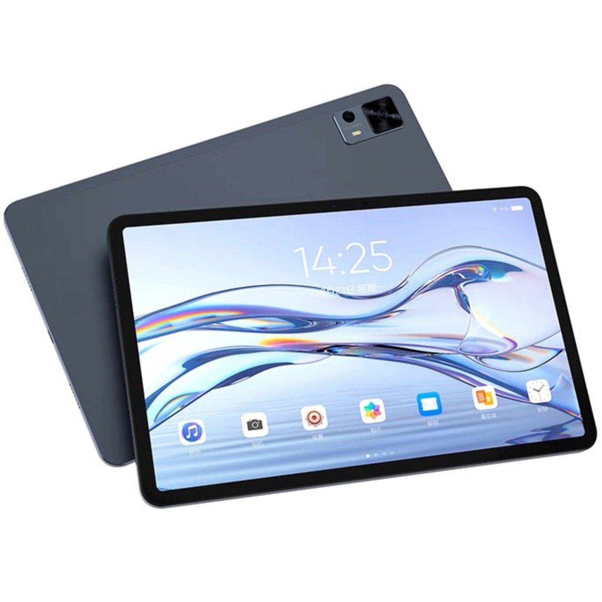 Android tablet with large FHD display, rear dual camera, and black sleek design, TUTT