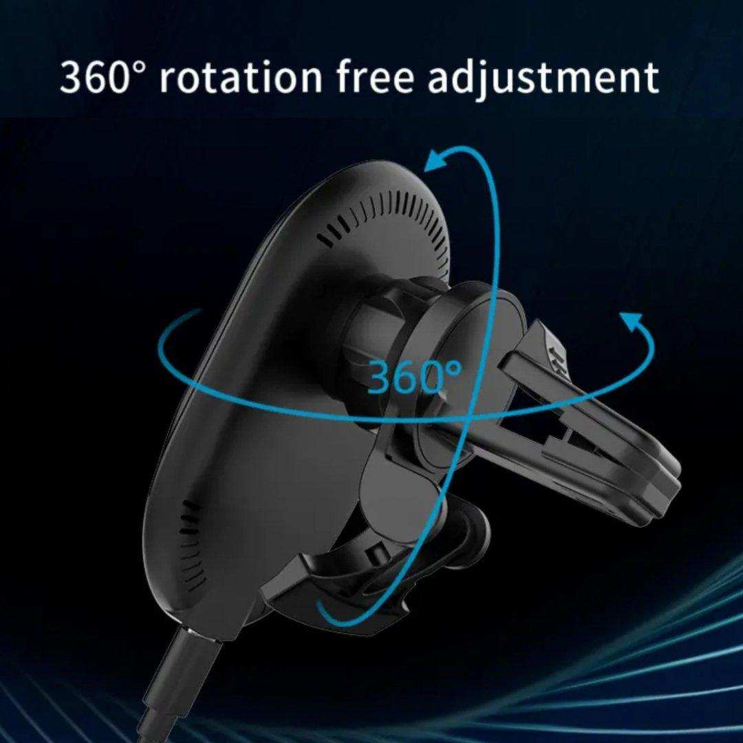 360° adjustable magnetic wireless car phone holder charger for iPhone, black, TUTT