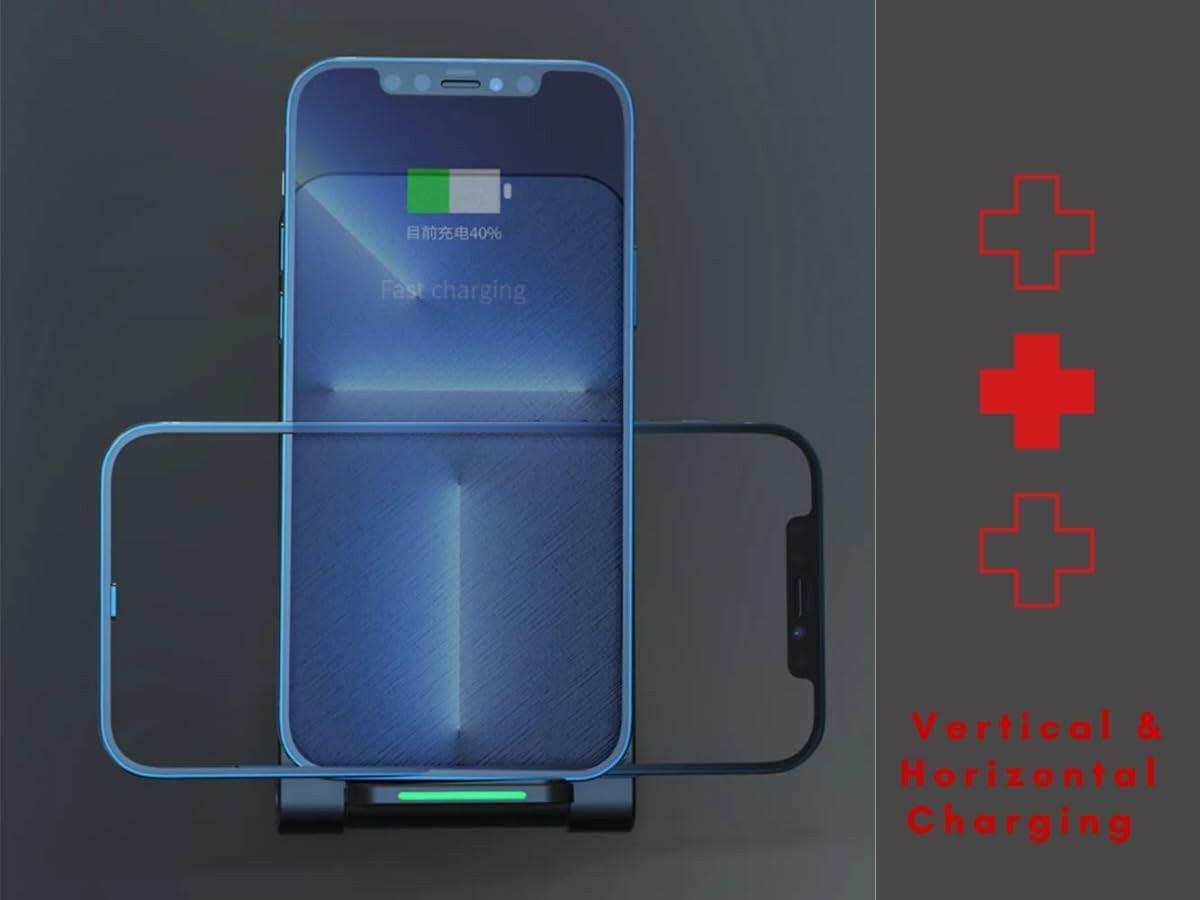 Foldable wireless charger with phone charging vertically and horizontally, LED indicator, TUTT