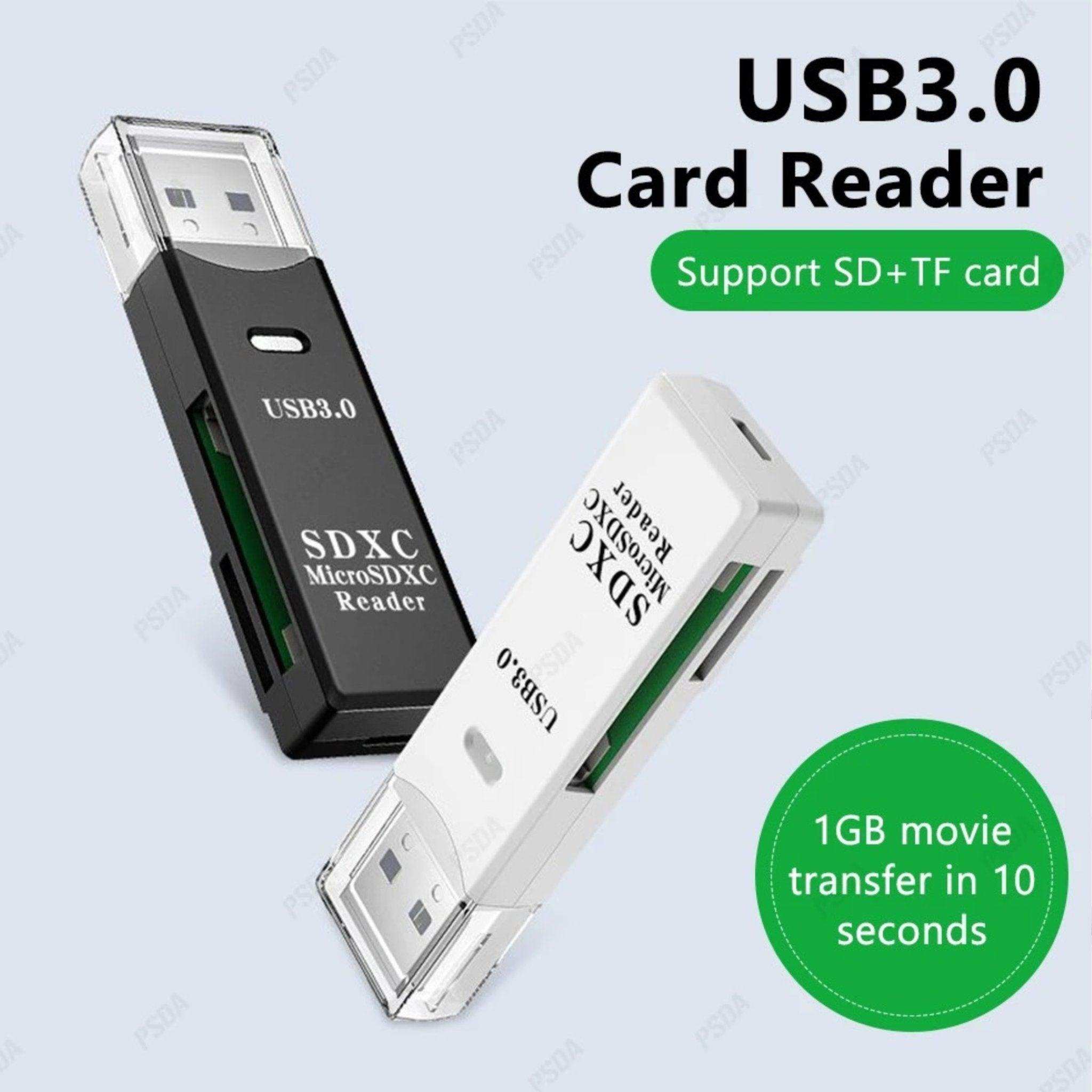 USB3.0 SDXC MicroSDXC card readers in black and white, support SD+TF card, fast data transfer. TUTT