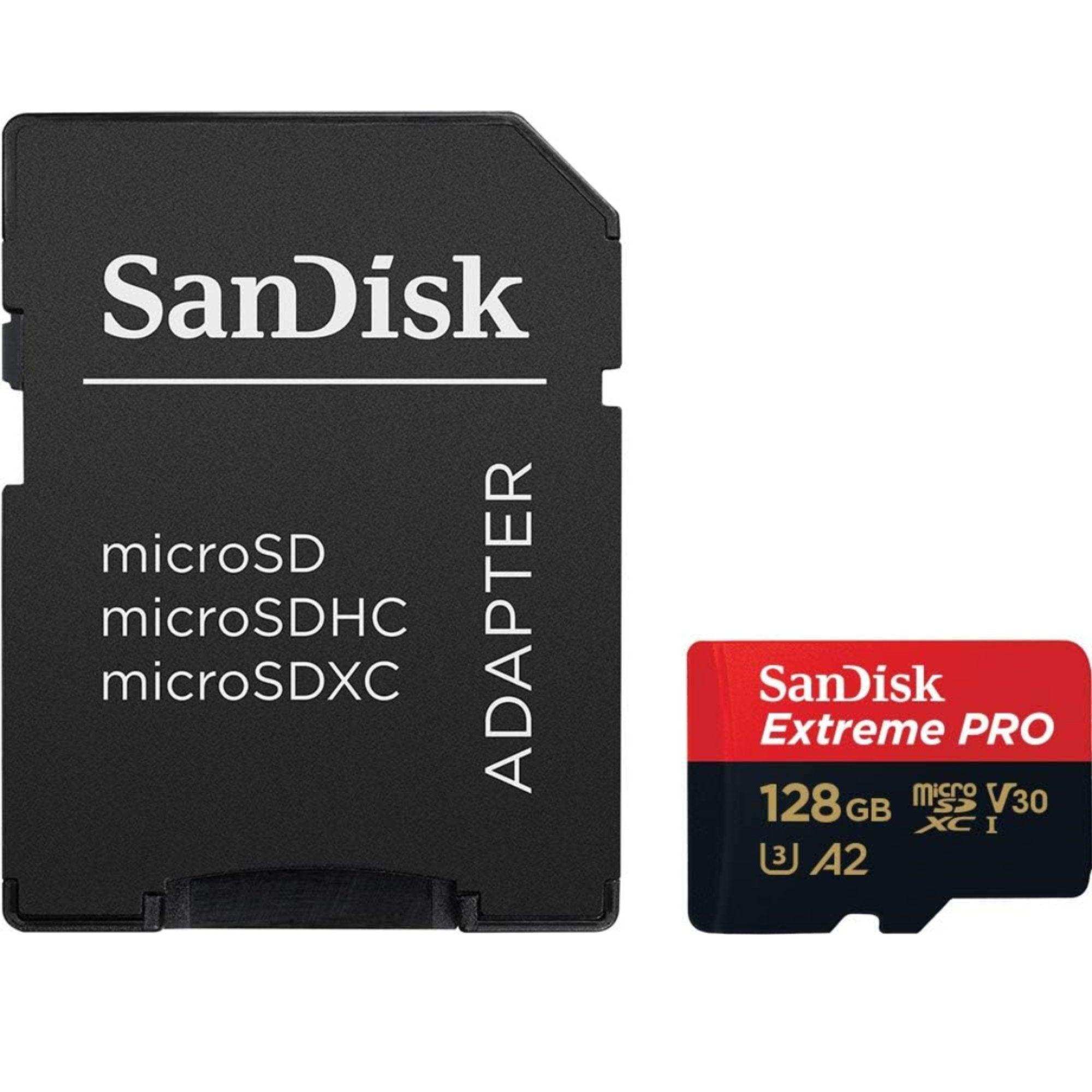 SanDisk Extreme PRO 128GB microSD card with SD adapter, memory card accessory TUTT