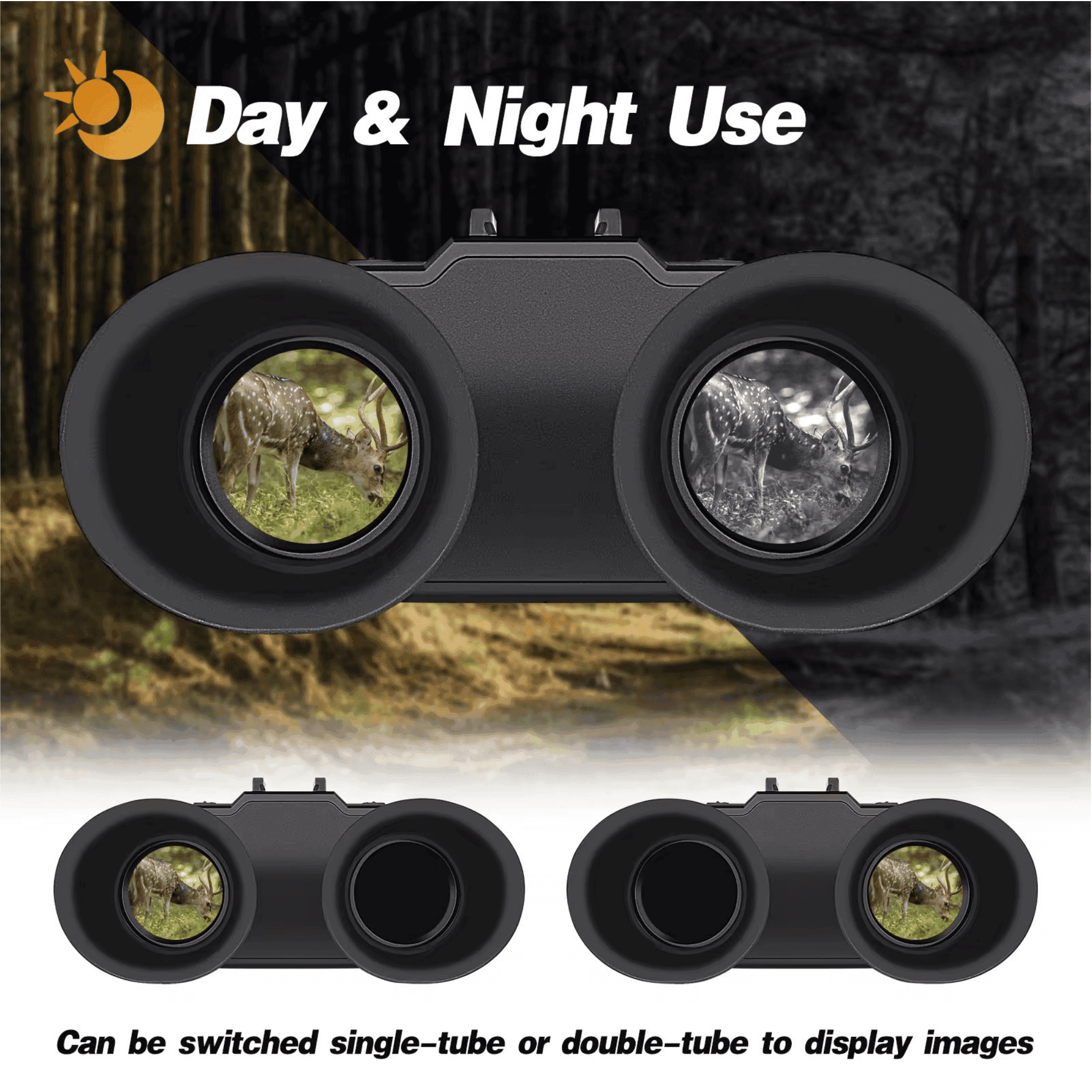 4K FHD night vision goggles with day and night viewing, infrared binoculars, forest background, TUTT