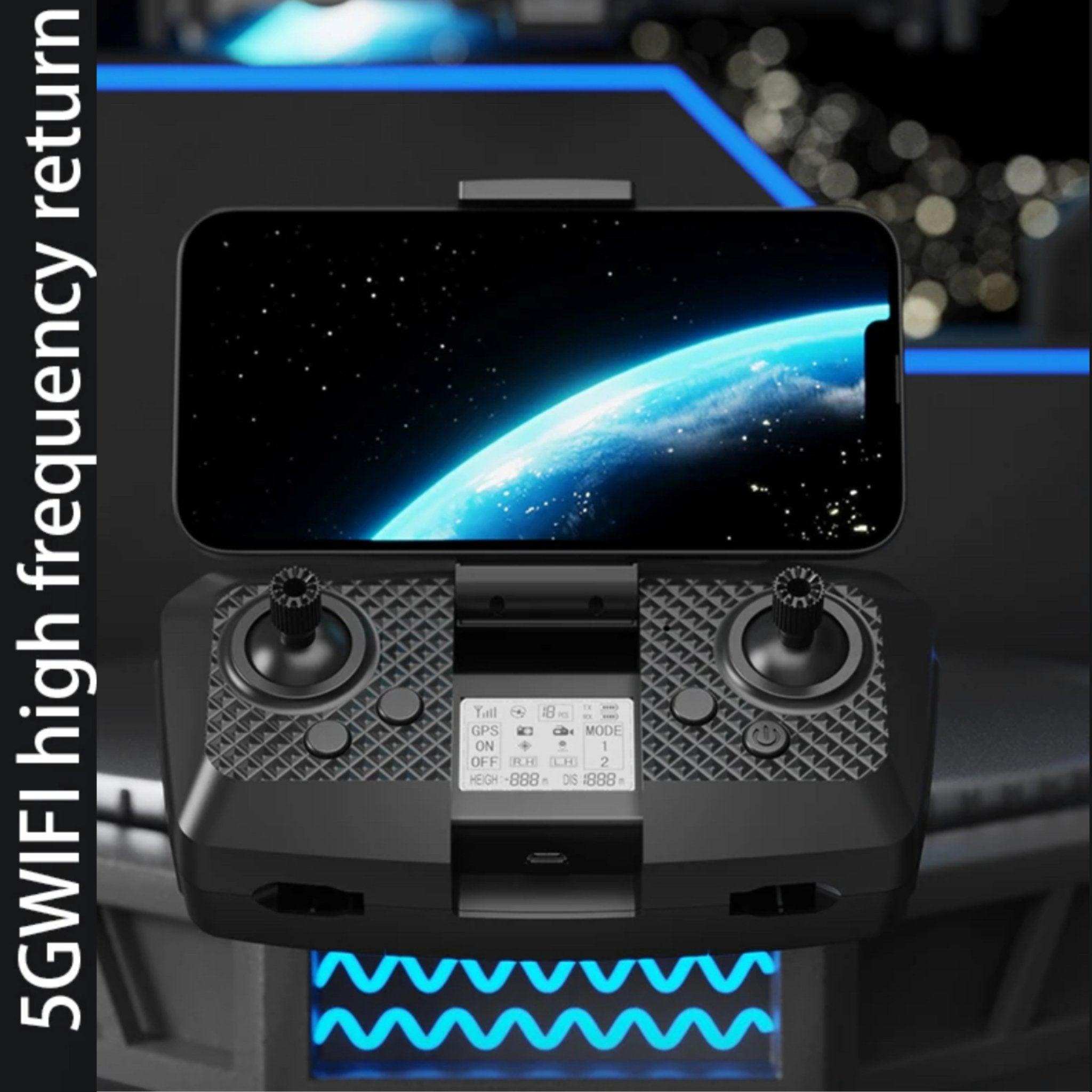 Professional GPS 5G drone controller with smartphone display, 5G WIFI, TUTT