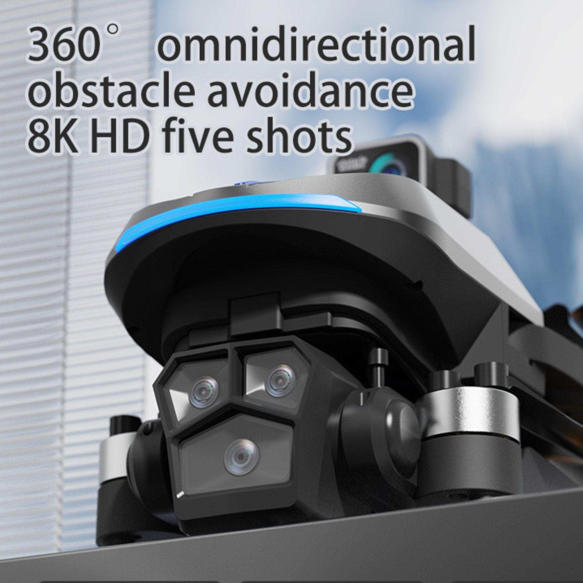 Close-up of 8K professional GPS drone with dual HD cameras, 360° obstacle avoidance, and five lenses, TUTT