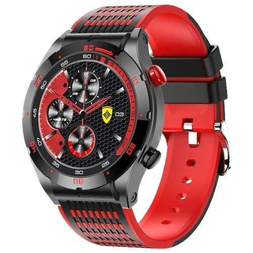 Men's sport smart watch with titanium alloy case, AMOLED display, red-black band, TUTT