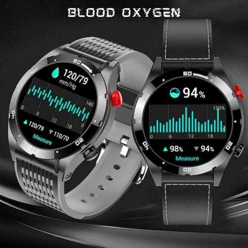 Men's titanium alloy sport smart watch with AMOLED screen, heart rate and blood oxygen display, black straps, TUTT