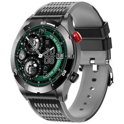 Men's sport smartwatch with AMOLED screen, titanium alloy case, black band, TUTT