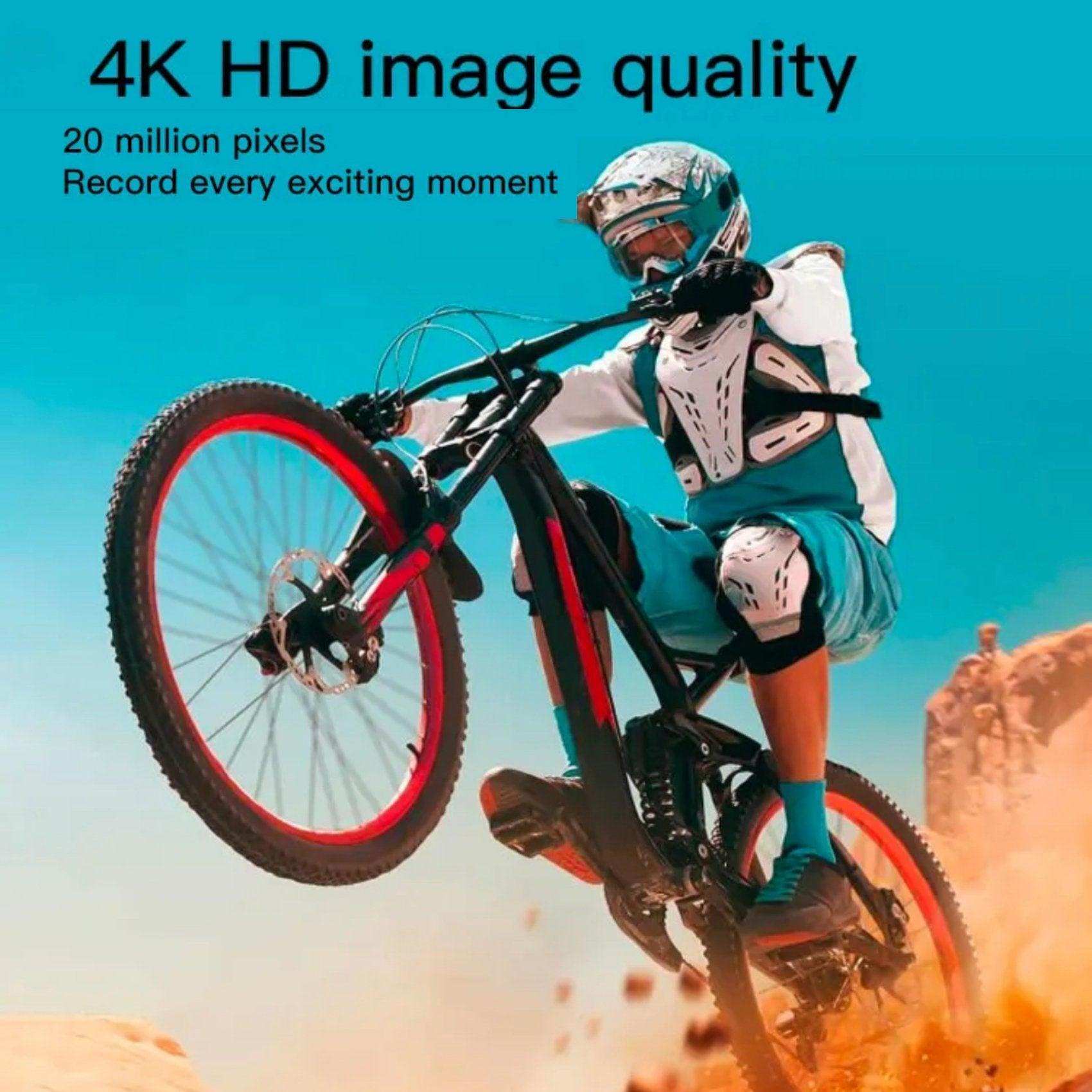 Mountain biker in blue gear jumping on trail, 4K HD camera image quality promotion, TUTT