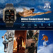 Military rugged smartwatch with HD display, outdoor sports icons, swimmer background, and TUTT