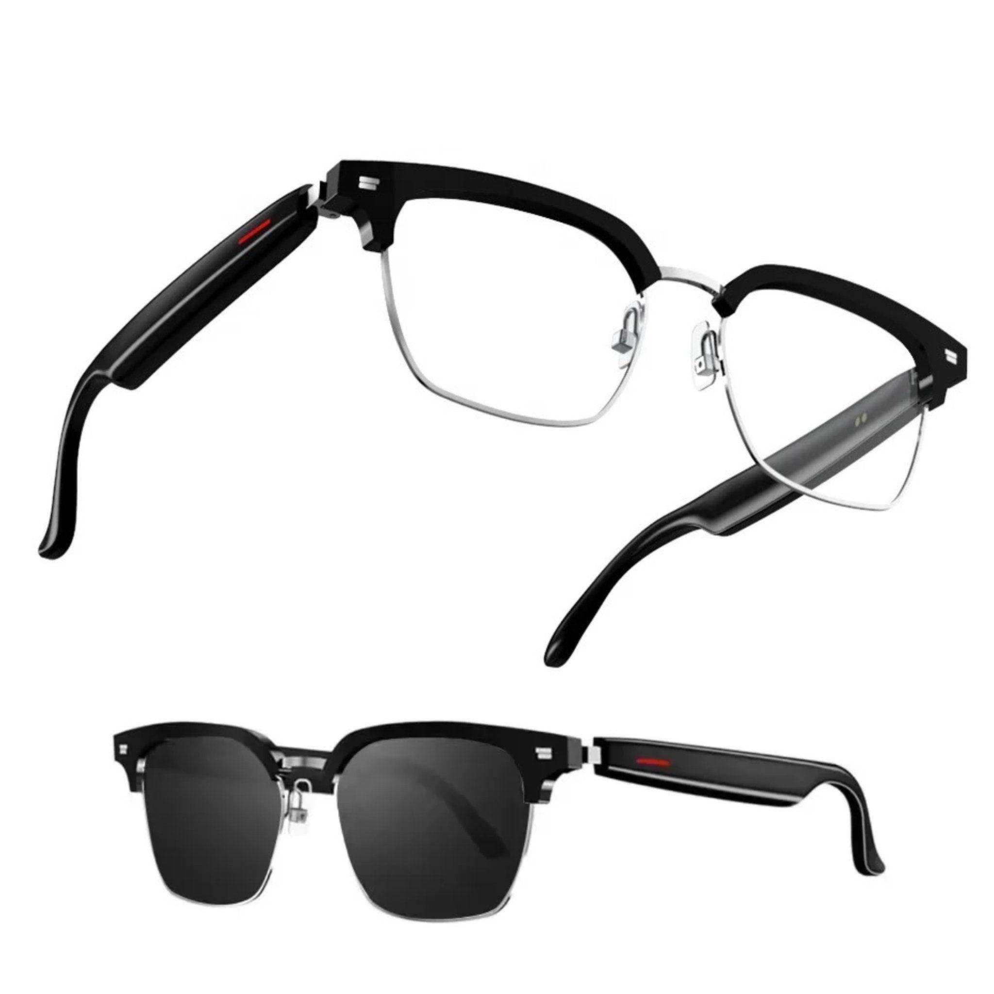 Black Bluetooth smart anti-blue ray glasses and sunglasses with HD UV protection, TUTT