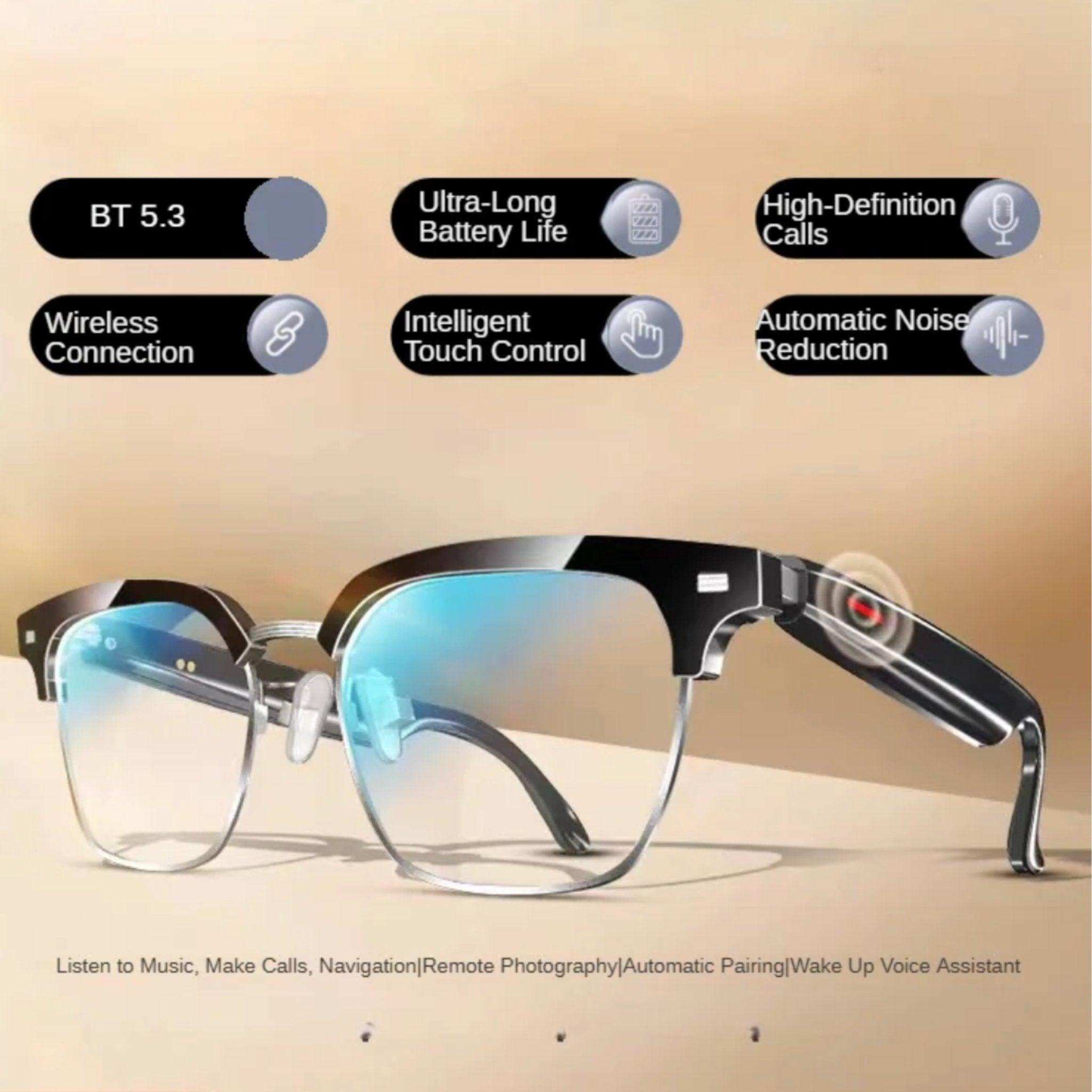Bluetooth smart anti-blue ray glasses with camera, touch control, UV protection, and music features TUTT