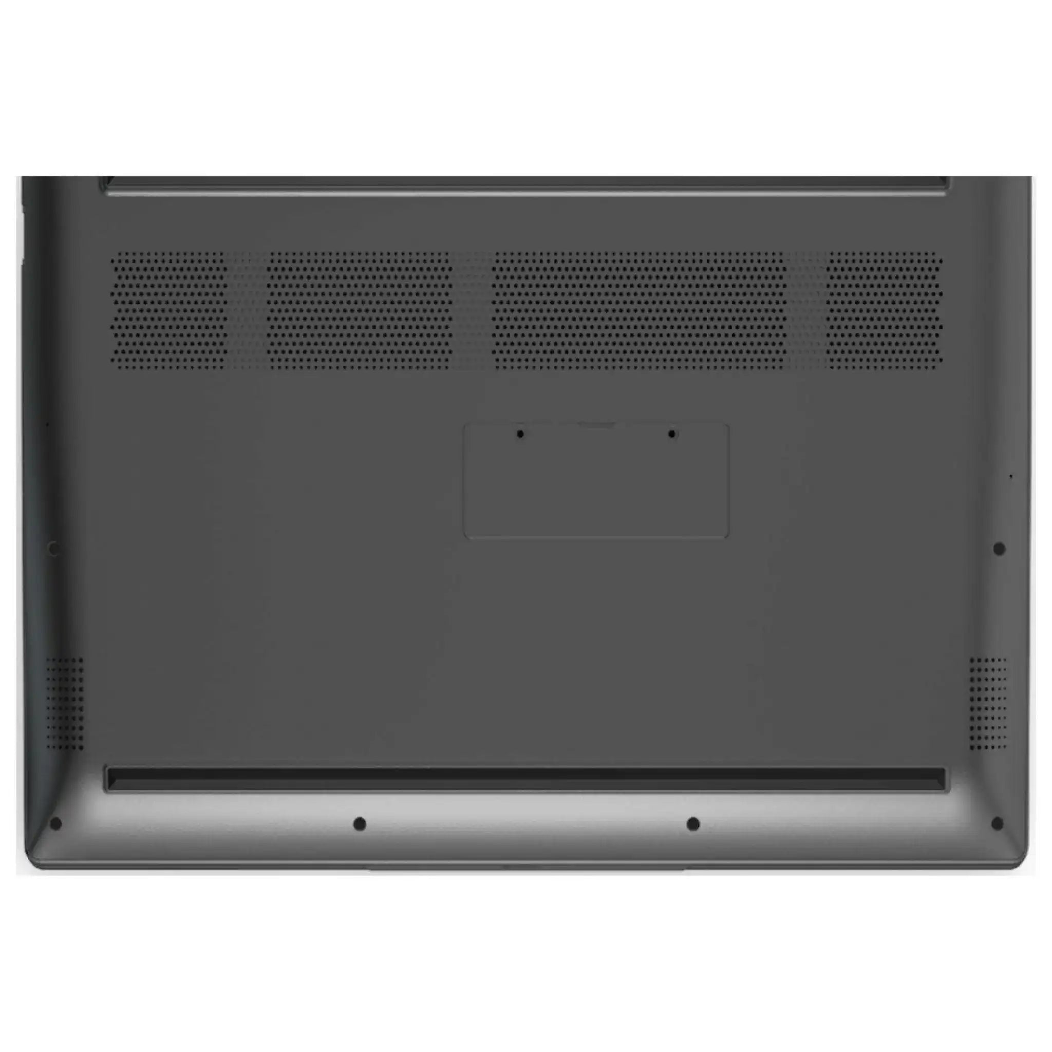 Gray laptop bottom panel with ventilation slots and visible screw holes TUTT