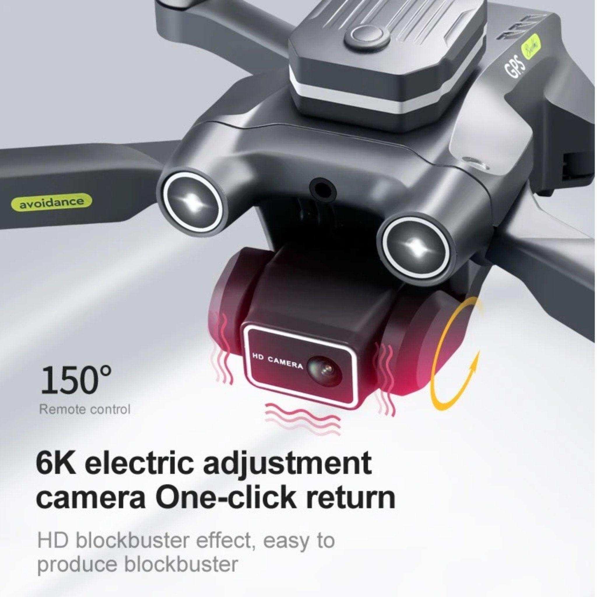Close-up of foldable mini GPS drone with 6K HD camera, avoidance sensor and brushless motor, TUTT
