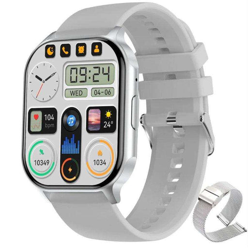 White AMOLED smart watch with fitness tracker, heart rate, and extra strap, TUTT