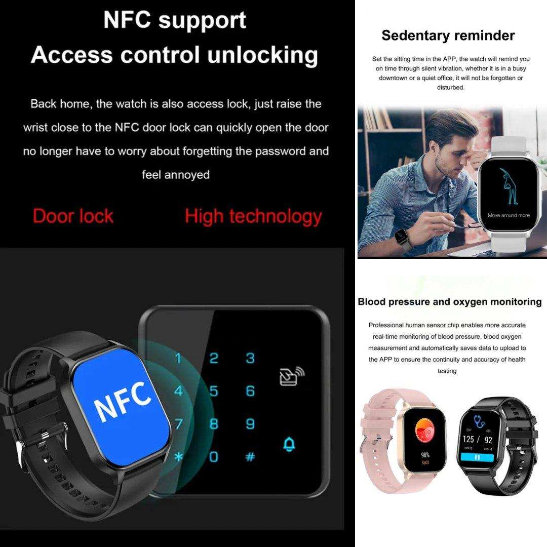 TUTT H6 AMOLED smart watch with NFC support, GPS, SpO2, health tracking, men and women TUTT