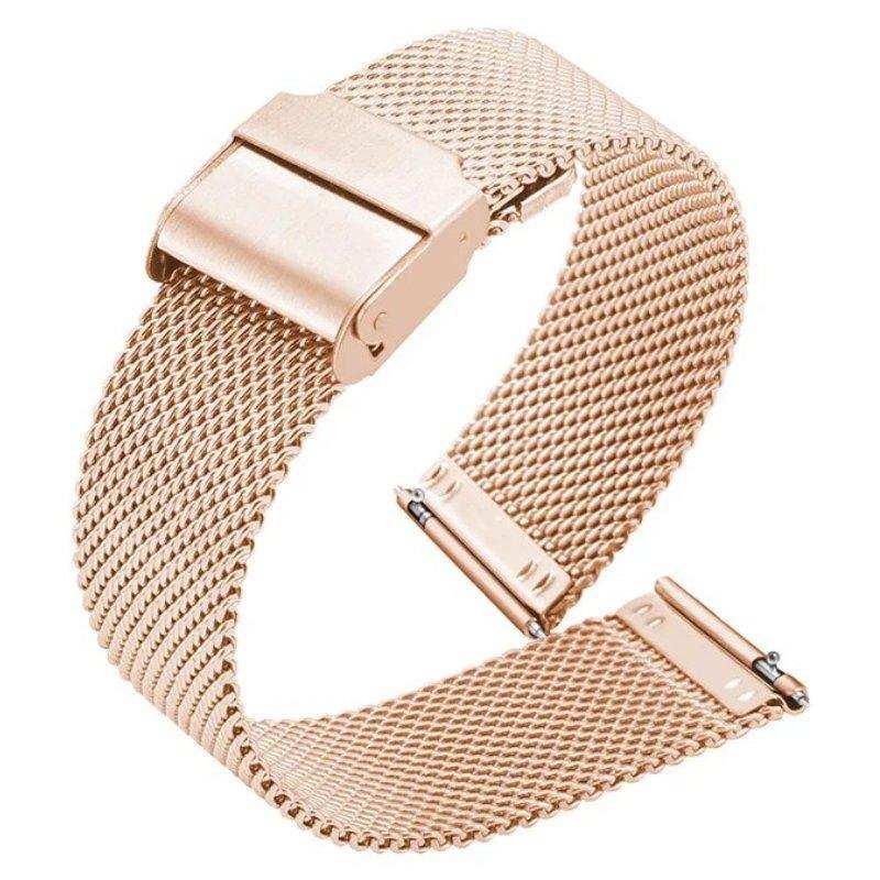 Rose gold stainless steel mesh smartwatch strap with clasp, replacement watch band TUTT