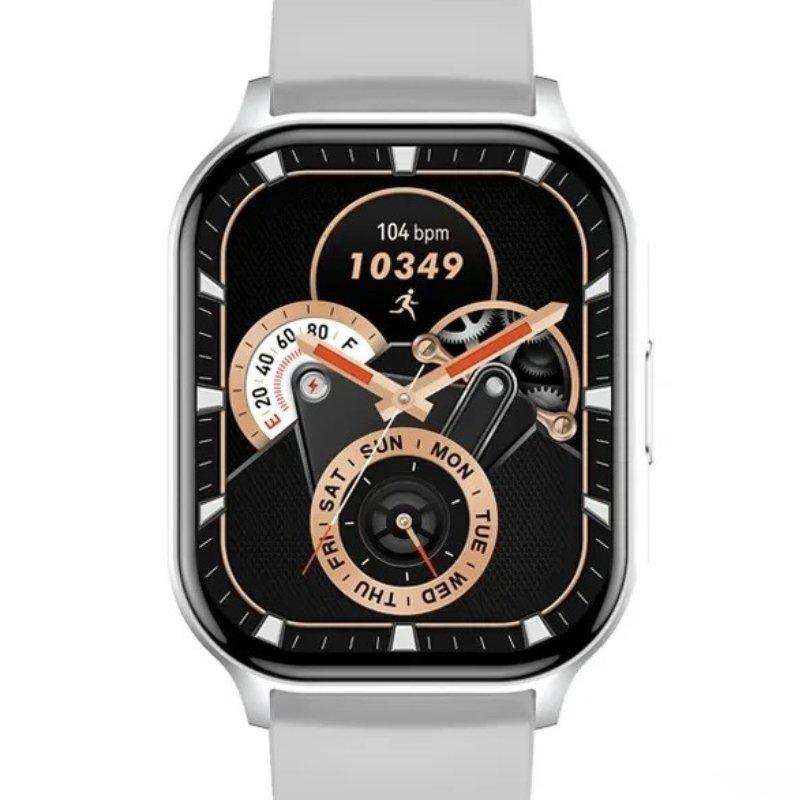 TUTT H6 AMOLED smart watch with square face, fitness tracking, and white strap. TUTT