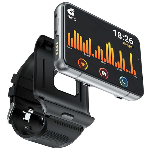 Black TUTT IS9 4G smart watch phone with AMOLED screen, fitness tracker, heart rate display TUTT