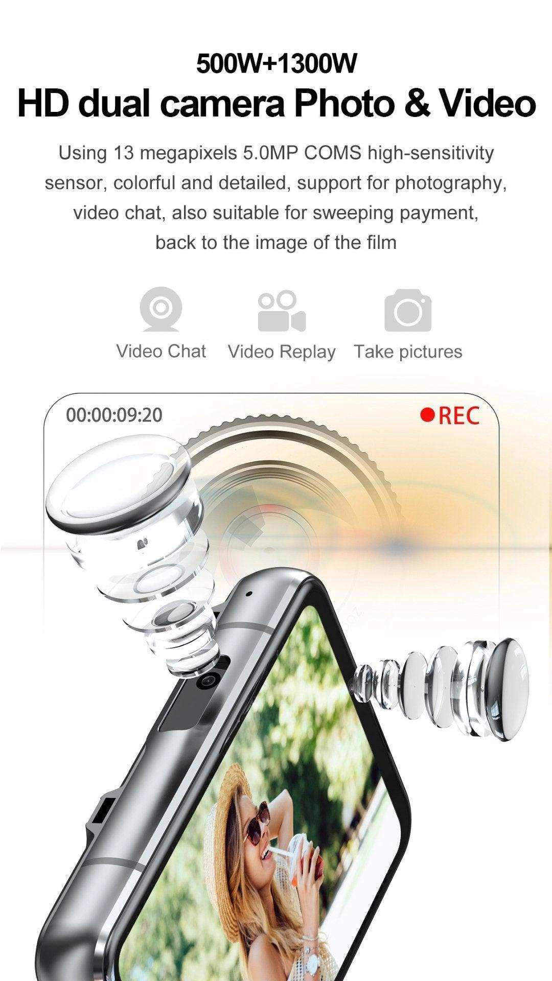 TUTT IS9 4G smart watch phone with HD dual camera, lens detail, and video recording display TUTT