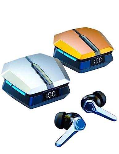 TUTT JX10 TWS wireless gaming earbuds with LED display, charging cases in gold and silver, sport headset TUTT