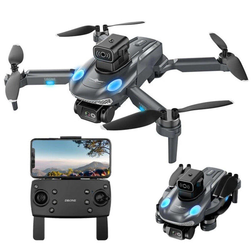 Brushless motor RC mini drone with 4K HD camera, controller and folded view, black TUTT