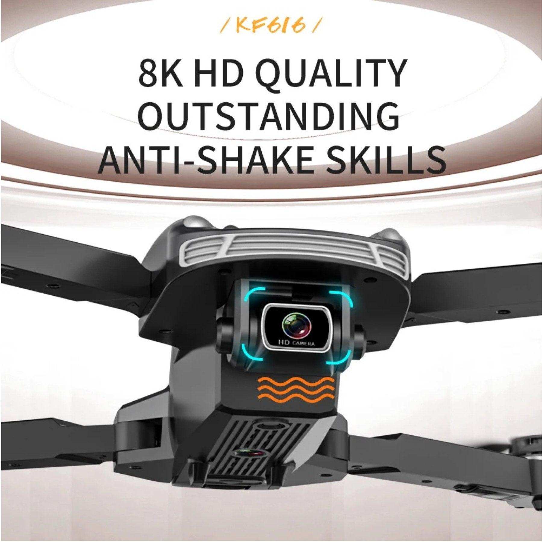 KF616 8K HD dual camera mini drone with anti-shake, close-up of quadcopter TUTT