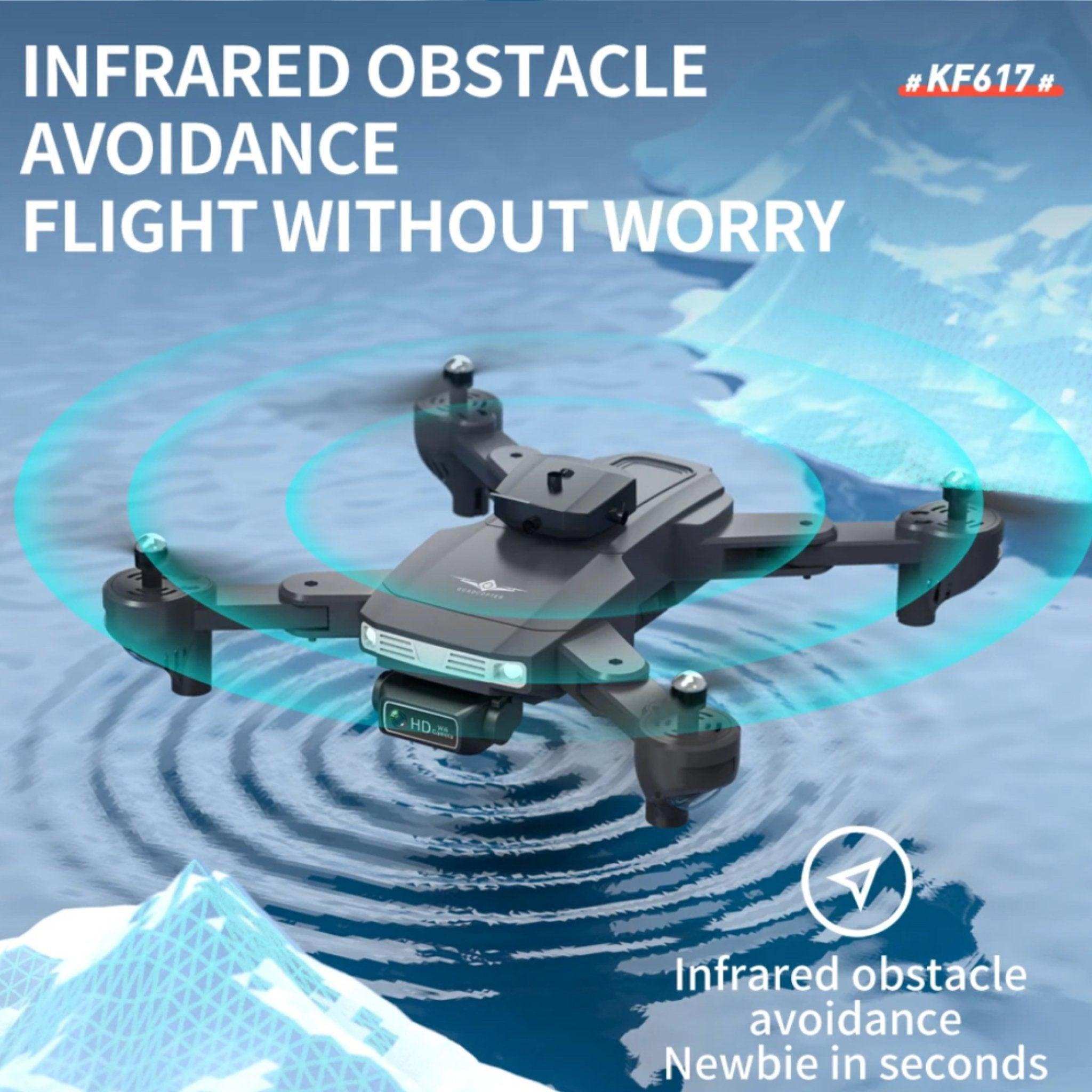 KF617 mini drone with 4K dual camera, infrared obstacle avoidance, hovering over water, TUTT