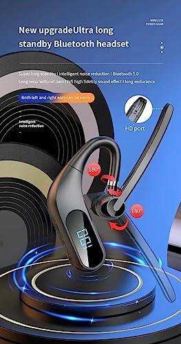 TUTT KJ12 PRO wireless Bluetooth headset with LED display, HD port, and noise reduction on blue background TUTT
