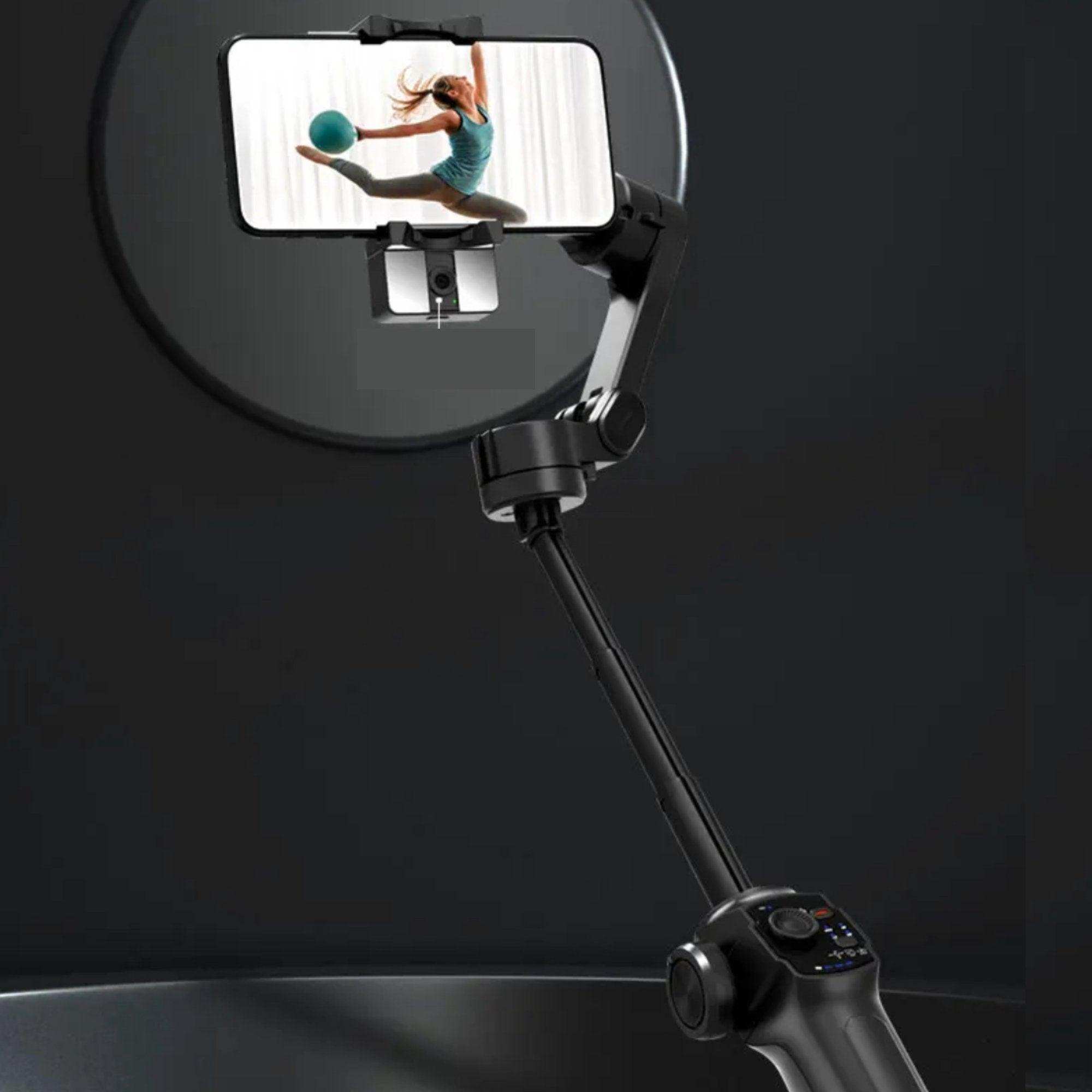 3-axis handheld phone gimbal stabilizer with smartphone, extendable selfie stick, TUTT